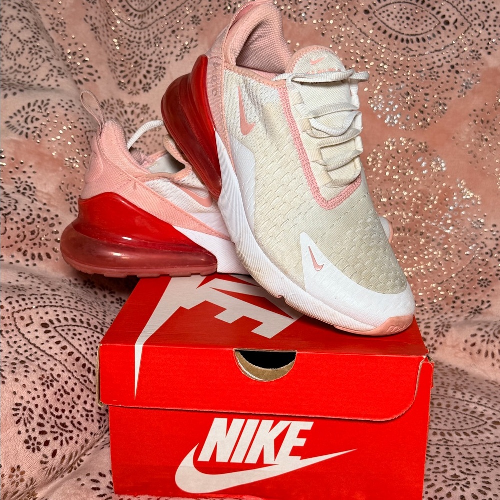 Nike Women's Cream and Red Sneakers